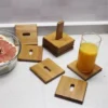 Wooden Coasters with Holder Round